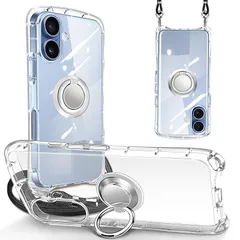 【新品】 iPhone 17 用の ケース ショルダー ストラップ リング iPhone17 用の カバー 肩掛け スタンド機能 アイフォン17 韓国 スマホケース （クリア）