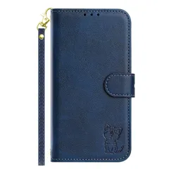 【新品】 SENNWAK 適用するiPhone 17ケース 手帳型 適用アイフォン17用ケース case ネコちゃん ストラップ付き スタンド機能 ネイビー