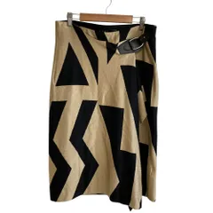 美品 LAUREN RALPH LAUREN ローレンラルフローレン ラップニットスカート M ベージュ ブラック レディース 古着 中古 USED