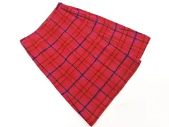 AMACA アマカ ウール混 チェック Aライン 台形 スカート size38/赤 ◇■ レディース