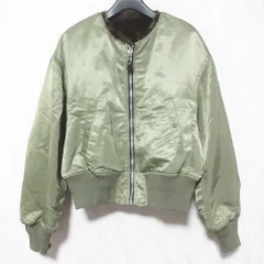 美品 MACPHEE マカフィー トゥモローランド リバーシブル NYLON TWILL ノーカラー ボンバージャケット ブルゾン 36 オリーブ レディース 古着 中古 USED