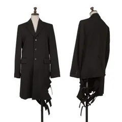 コムデギャルソンCOMME des GARCONS ヘム多重ベルテッドデザインロングジャケット 黒XS