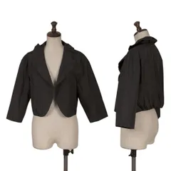 レリアンLeilian ポリタックカラーショートボタンレスジャケット 黒M位