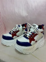 ♡新品未使用♡ 　24.0cm　ヨースケ YOSUKE  　レディース 　厚底スニーカー　　厚底ローカットスニーカー　ダルメシアン 　トリコロール 　プラットフォームシューズ 　 MY1414--446