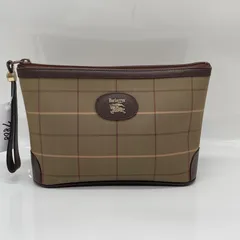 BN7868□Burberrys バーバリー セカンドバッグ クラッチバッグ ポーチ ブラウン系 チェック ハンドストラップ付 状態良好