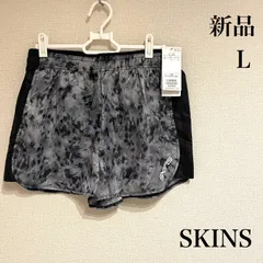 【新品】スキンズ　ショートパンツ　L　レディース　ランニングパンツ　グレー　ブラック　skins