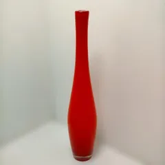 ビンテージ　vintage　 ガラス  吹きガラス フラワーベース つぼみ型 レッドロング スリム モダン 北欧 ミッドセンチュリー インテリア オブジェ　赤　260123-6Y