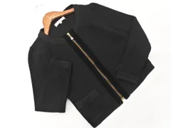M-PREMIER エムプルミエ ウール混 ベロアテープ ジップアップ カーディガン size36/黒 ◇■ レディース