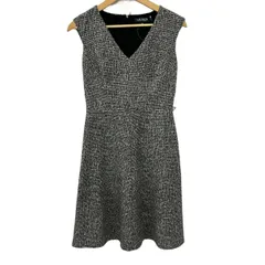 RalphLauren(ラルフローレン) ワンピース サイズ00 XS レディース美品  - 白×黒×マルチ Vネック/ノースリーブ/ひざ丈/ツイード