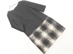 23区 ウール混 チェック 切替 Iライン ワンピース size38/チャコールｘ黒ｘ白 ◇■ レディース