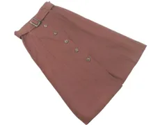 nano universe ナノユニバース ストレッチ フロントボタン ベルト付き Aライン 台形 スカート size38/ダークブラウン ■■ レディース