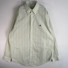 古着 ブルックスブラザーズ Brooks Brothers 長袖シャツ ロゴ 刺繍 MADISON ボタンダウン M  グリーン系 ストライプ メンズ