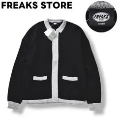 【新品未使用】 【タグ付き】 フリークスストア FREAKS STORE ビッグシルエット ポロ ニット セーター ジップアップ カーディガン ミドルゲージ S ブラック x グレー セレクト ストリート カジュアル シティールック メンズ