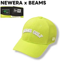 ニューエラ NEWERA x ビームス ゴルフ BEAMS GOLF 39THIRTY ストレッチフィット 6パネル メッシュ キャップ ダブルネーム ロゴ 刺繍  M－L ネオングリーン スポーツ カジュアル メンズ