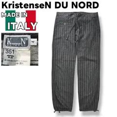 イタリア製 クリステンセン ドゥ ノルド KristenseN DU NORD コットン イージーパンツ ウエストコード ジップアップ 4 ヘリンボーン ストライプ グレー デザイナーズ カジュアル メンズ