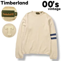 00s ヴィンテージ ティンバーランド Timberland コットン ニット セーター クルーネック ミドルゲージ イニシャル ロゴ M ベージュ ストリート アウトドア アメリカン カジュアル メンズのサムネイル
