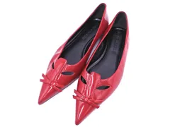 MARC JACOBS マークジェイコブス リボン ポインテッドトゥ フラット パンプス size37（23.0cm位）/赤 ■■ レディース