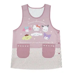 【キャラクターズ ピンク 42380】 エプロン 大きいサイズ レディース LL～3L 3L～4L 保育士 大人 サンリオ キャラクター ラン型 サイドボタン おしゃれ かわいい 可愛い 大人用 女子 かぷるだけ クロミ キティ 犬柄