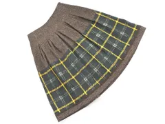 M S GRACY エムズグレイシー チェック 切替 スカート size38/ブラウンｘ緑 ◇■ レディース