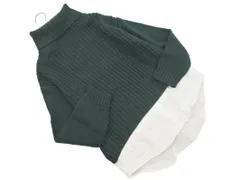 E Hyphen World gallery イーハイフンワールドギャラリー フェイクレイヤード タートルネック ニット セーター sizeF/白ｘ緑 ◇■ レディース