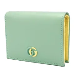 【新品】●GUCCI専用紙袋付き●グッチ カードケース 財布 GUCCI レザー GGマーモント ロゴ ウォレット 二つ折り財布 790055 AADQF 4843 (ライトグリーン系) ブティックライン レディース 送料無料