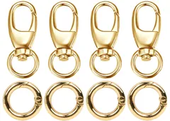【数量限定】ナスカン キーホルダー 二重リング 4個セット 回転フック スナップフック ハンドメイド金具 手作り アクセサリーパーツ 手芸用品 DIY材料 (ゴールド)