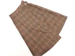 B:MING ｂｙ BEAMS ウール混 チェック 巻き ラップ スカート sizeS/茶 ◇■ レディース