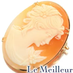 カメオ イエローゴールド K18YG カメオ ペンダントトップ兼ブローチ 中古 プレラブド 返品OK