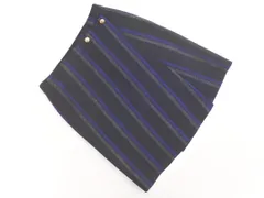 IENA イエナ ウール混 ストライプ リバーシブル 巻き ラップ スカート size34/紺x青 ◇■ レディース