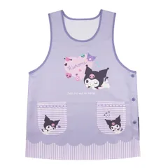 【クロミ パープル 42384】 エプロン 大きいサイズ レディース LL～3L 3L～4L 保育士 大人 サンリオ キャラクター ラン型 サイドボタン おしゃれ かわいい 可愛い 大人用 女子 かぷるだけ クロミ キティ 犬柄