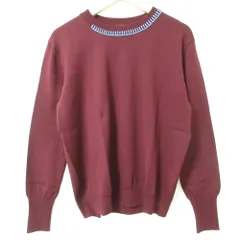 美品 22AW PS Paul Smith ピーエスポールスミス ウール100% ステッチ ロングスリーブ ハイゲージ ニット カットソー M ボルドー レディース 古着 中古 USED
