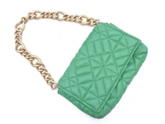 ZARA ザラ フェイクレザー チェーン セミショルダー バッグ 緑 ■■ レディース