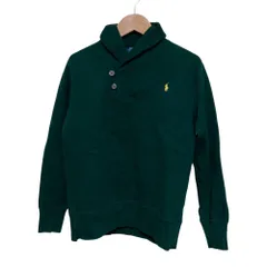 美品 Polo Ralph Lauren  ポロラルフローレン キッズ 裏起毛 ショールカラー プルオーバー スウェットシャツ 150cm グリーン キッズ 古着 中古 USED