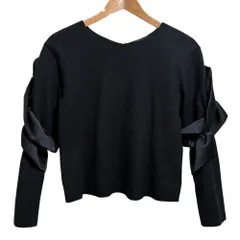 美品 EMPORIO ARMANI エンポリオアルマーニ 長袖 ウールブラウス セーター サイズ38 ブラック レディース 古着 中古 USED