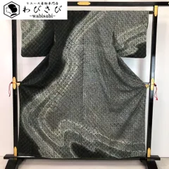 訪問着 蜘蛛絞り 曲線模様 鉛色 K-5767