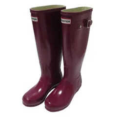 美品 HUNTER ハンター レイン トールブーツ サイドベルト 長靴 UK3 約22cm パープル レディース 古着 中古 USED