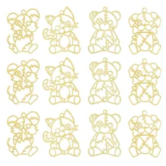 【人気商品】レジン枠 空枠 フレーム MUNCVY パーツ ゴールド 4種12個 セット uvクラフト 大量 カン付き ボロボロの動物 ワンちゃん くま ネコ ネズミ セッティング アクセサリーパーツ から枠