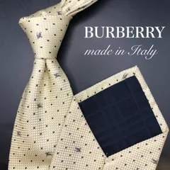 【美品】BURBERRY ネクタイ ドット柄 ホースロゴ アイボリー イエロー