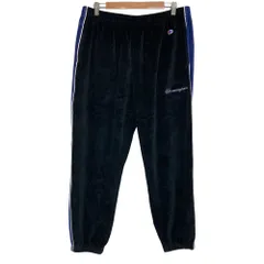 美品 Champion チャンピオン ベロアジャージパンツ サイズL ブラック ブルー メンズ 古着 中古 USED