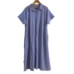 美品 25AW nano universe ナノユニバース サッカードルマンスリーブシャツワンピース フリーサイズ ブルー レディース 古着 中古 USED