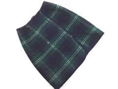 YORKLAND ヨークランド リバーシブル 裏起毛 ウール混 タータンチェック 巻き ラップ スカート size11AR/紺x緑 ◇■ レディースのサムネイル
