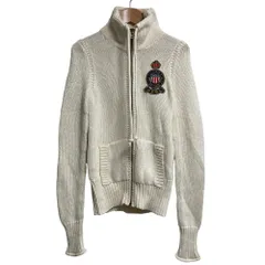 美品 POLO JEANS CO. ポロジーンズ ラルフローレン ワッペン カシミアブレンド ジップアップ ニットジャケット サイズS キナリ レディース 古着 中古 USED