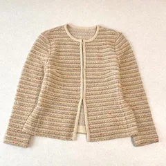 Leilian レリアン ラメツイード ニット ノーカラージャケット 9号