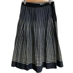 美品 MARGARET HOWELL マーガレットハウエル コットン ハーフムーンプリント ミモレ丈 フレアスカート サイズ2 グレー レディース 古着 中古 USED