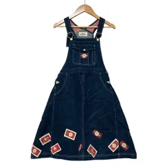 美品 BABY PINK HOUSE ベビーピンクハウス バックチェック デニム ジャンパースカート ワンピース LL インディゴ キッズ 古着 中古 USED