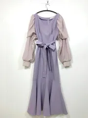 ROYAL PARTY ロイヤルパーティー シアー パフスリーブ ロング ワンピース sizeF/紫 ■■ レディース