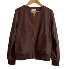 美品 B:MING by BEAMS ビーミングバイビームス ノーカラージャケット ブルゾン Mサイズ ボルドー レディース 古着 中古 USED
