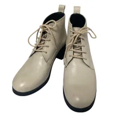 良品 agnes b. アニエスベー レザー レースアップ ショートブーツ ブーティ 37 23.5cm オフホワイト レディース 古着 中古 USED