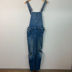 Levi's リーバイス デニムオーバーオール サロペット インディゴ 160/84A クラッシュ加工 レディース 古着 アメカジ ストリート