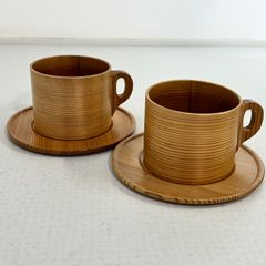 新品未使用】屋久杉 角満作 マグカップ＆ソーサーセット木製コーヒー 
